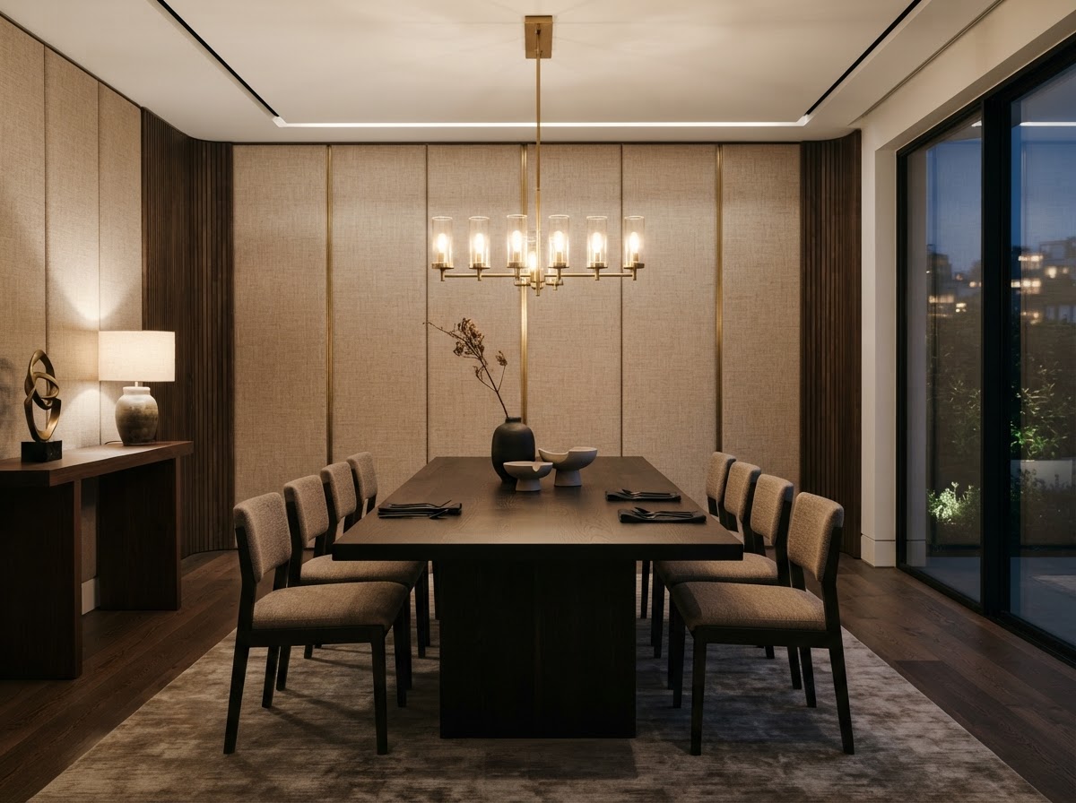 Fabric weave panels dining room